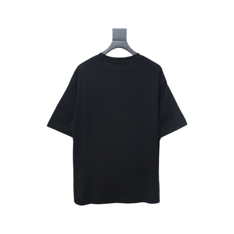 Prada 25ss Overlapping Embroidered Triangle Logo Short Sleeve Black