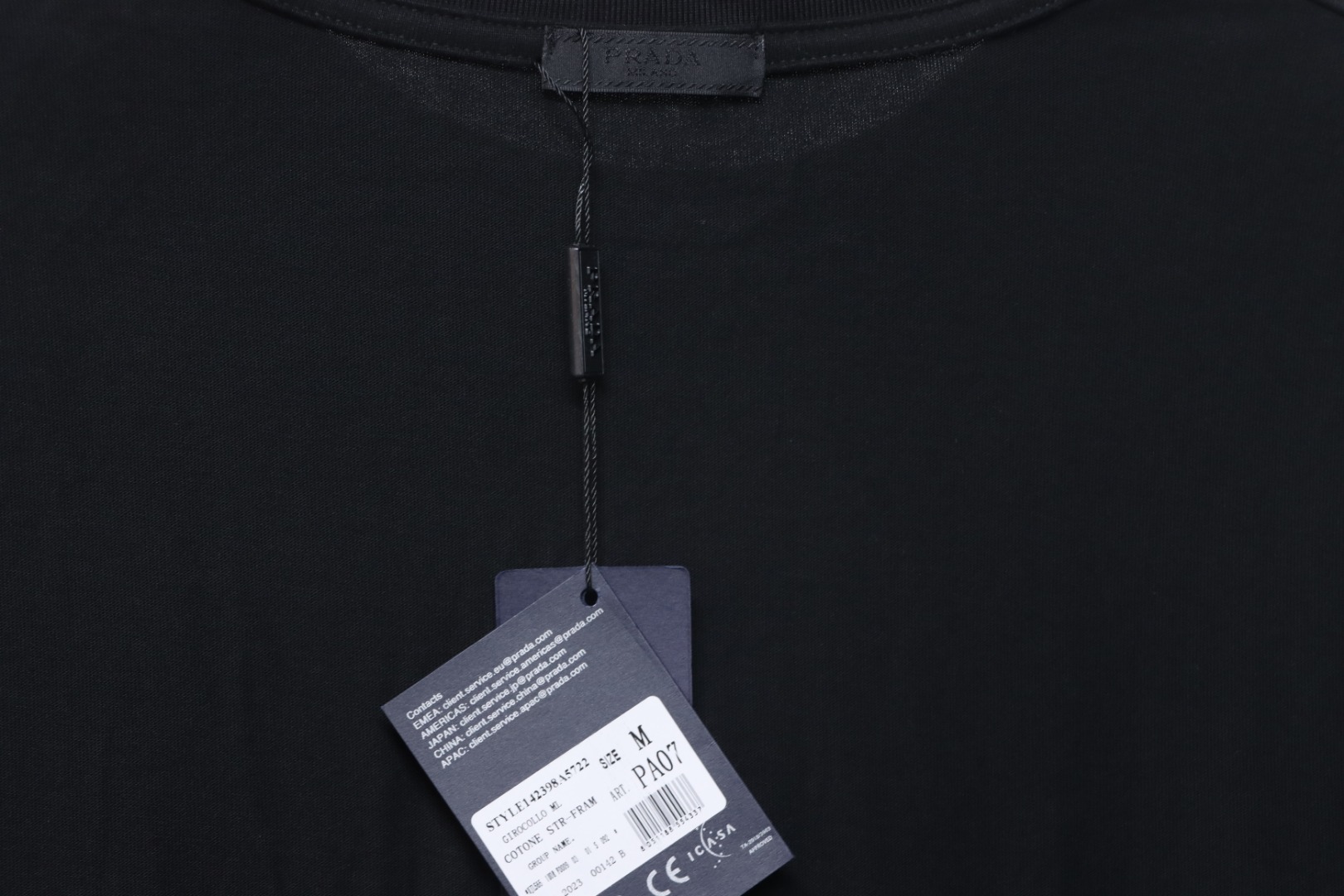 Prada 25ss Overlapping Embroidered Triangle Logo Short Sleeve Black