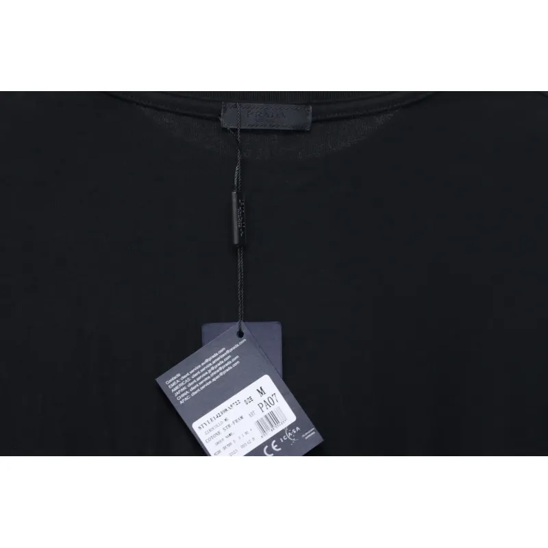 Prada 25ss Overlapping Embroidered Triangle Logo Short Sleeve Black