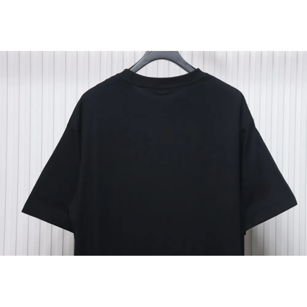 Prada 25ss Overlapping Embroidered Triangle Logo Short Sleeve Black