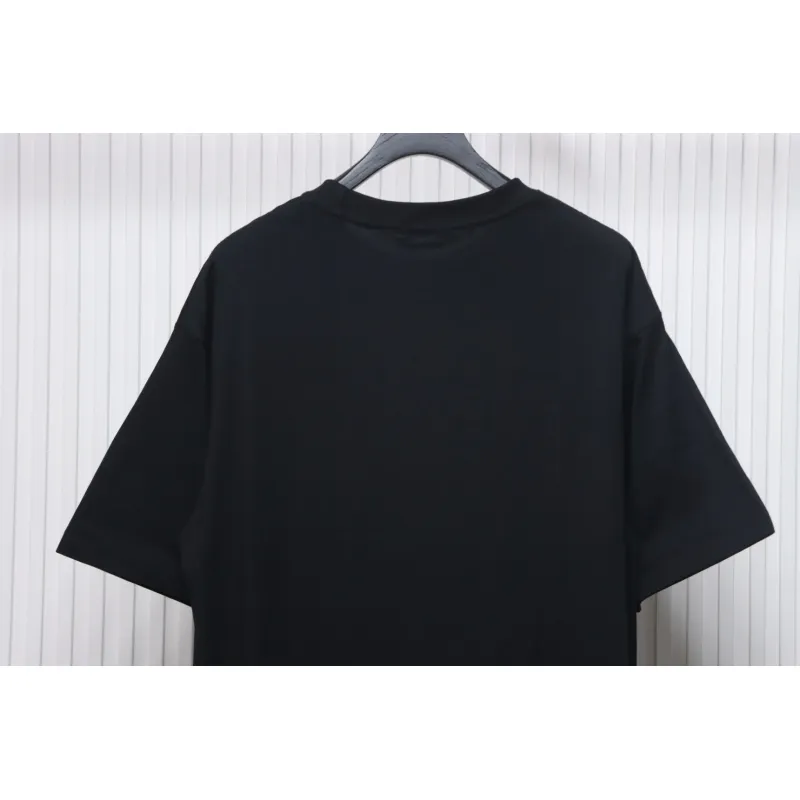 Prada 25ss Overlapping Embroidered Triangle Logo Short Sleeve Black