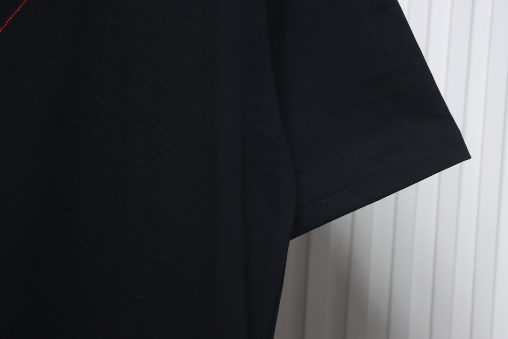 Prada 25ss Overlapping Embroidered Triangle Logo Short Sleeve Black