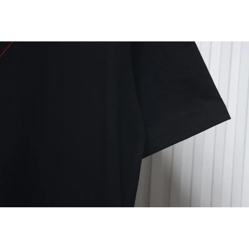 Prada 25ss Overlapping Embroidered Triangle Logo Short Sleeve Black