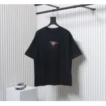 Prada 25ss Overlapping Embroidered Triangle Logo Short Sleeve Black