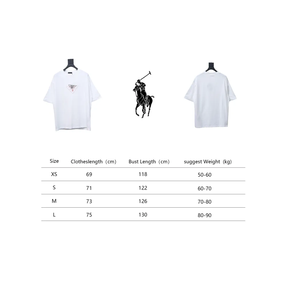 Prada 25ss Overlapping Embroidered Triangle Logo Short Sleeve White