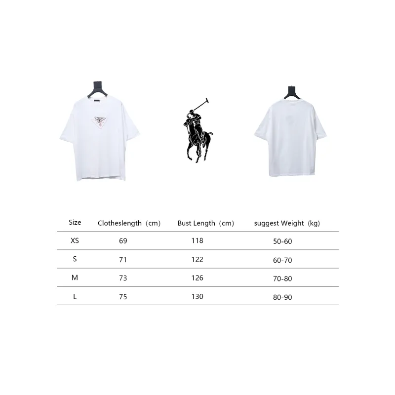 Prada 25ss Overlapping Embroidered Triangle Logo Short Sleeve White