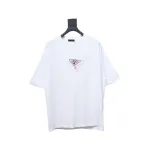 Prada 25ss Overlapping Embroidered Triangle Logo Short Sleeve White