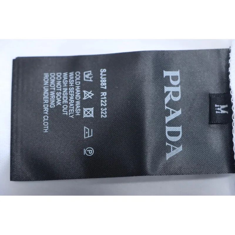 Prada 25ss Overlapping Embroidered Triangle Logo Short Sleeve White