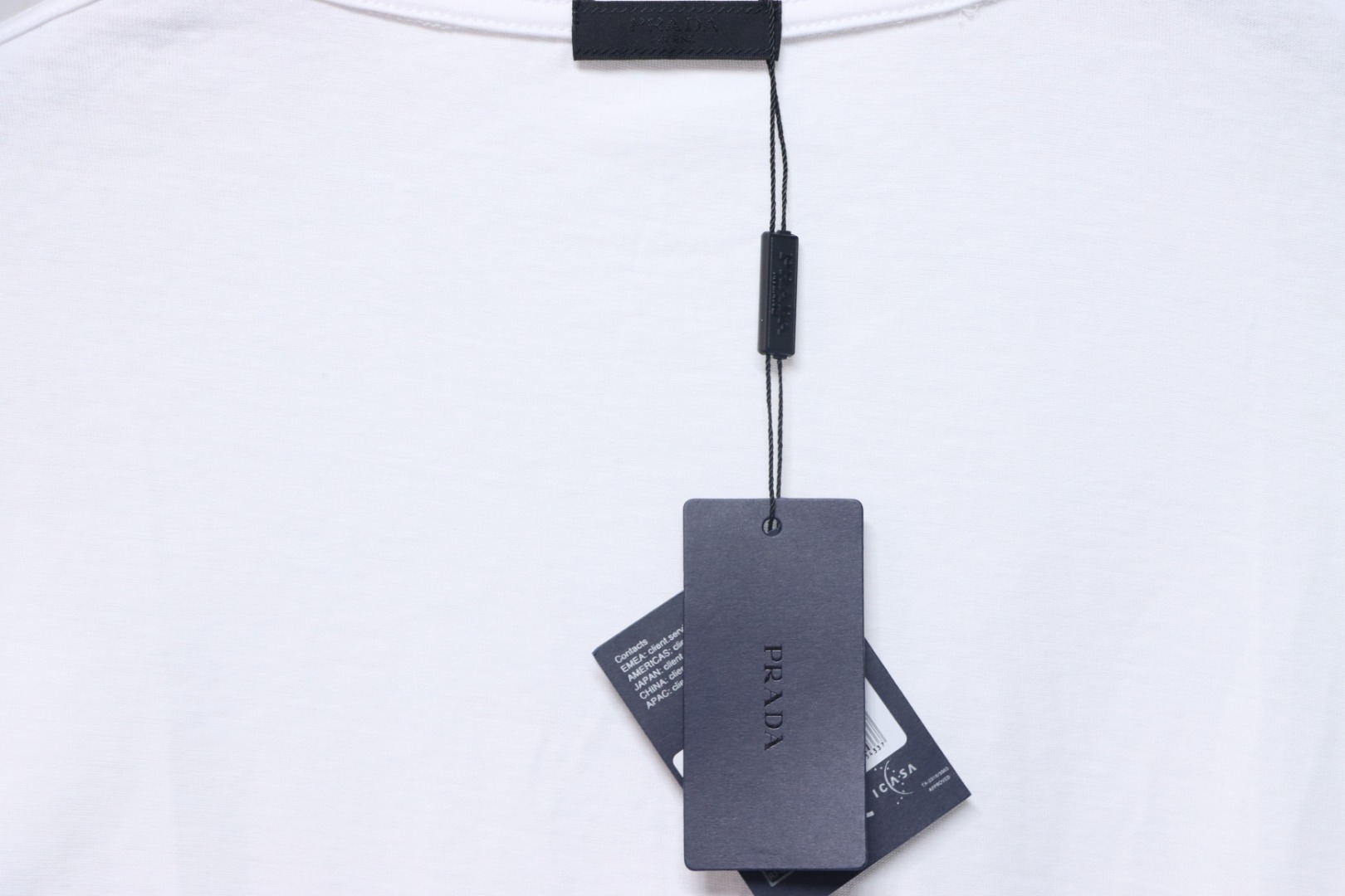 Prada 25ss Overlapping Embroidered Triangle Logo Short Sleeve White