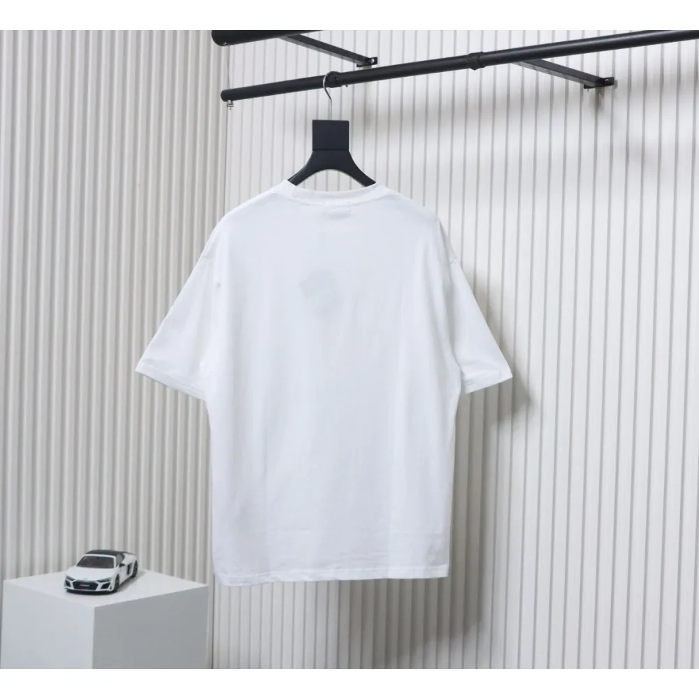 Prada 25ss Overlapping Embroidered Triangle Logo Short Sleeve White