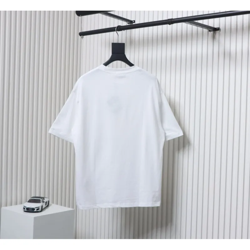 Prada 25ss Overlapping Embroidered Triangle Logo Short Sleeve White