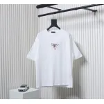 Prada 25ss Overlapping Embroidered Triangle Logo Short Sleeve White