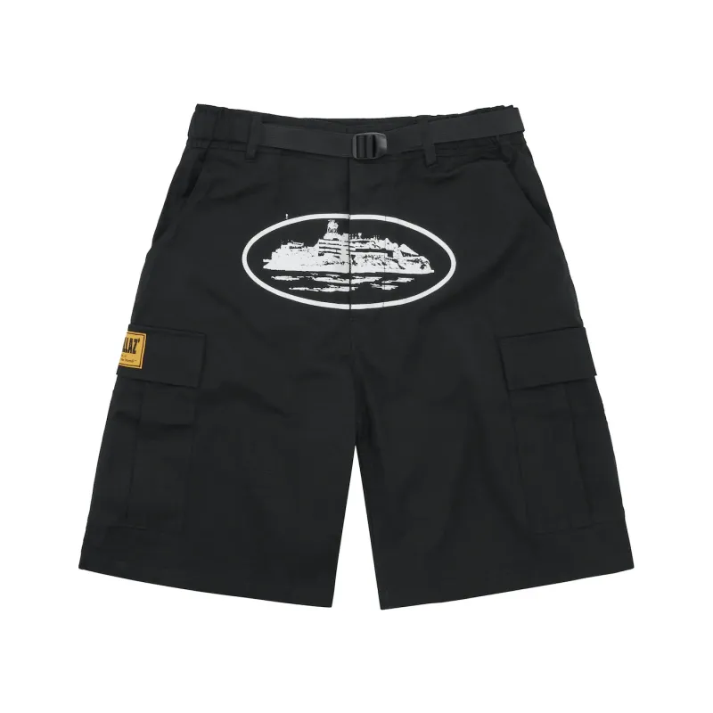 Corteiz Alcatraz Cargo Shorts Black
