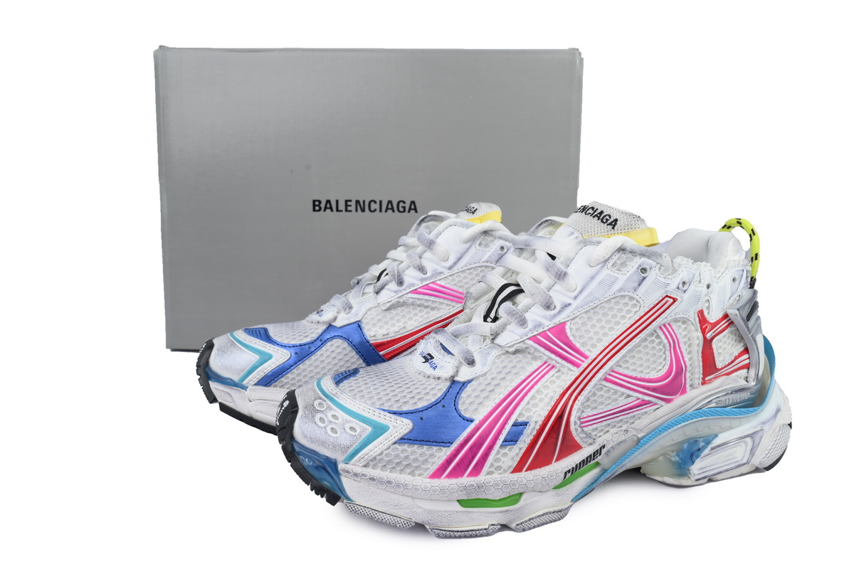 Top Version Balenciaga Runner Sneaker White Multi-Color 772774 W3RBW 9645