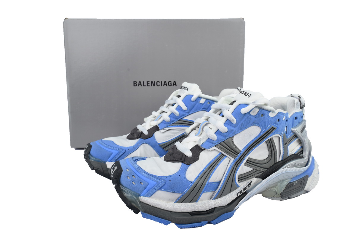 Top Version Balenciaga Runner Sneaker Worn-Out - Blue Grey 772774 W3RNY 4912