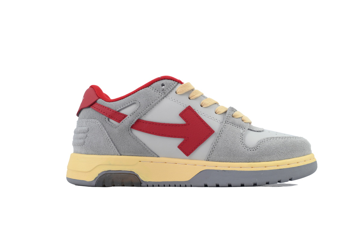 OFF-WHITE Out Of Office OOO Low Tops Light Grey Red OMIA189S 24LEA011 0525