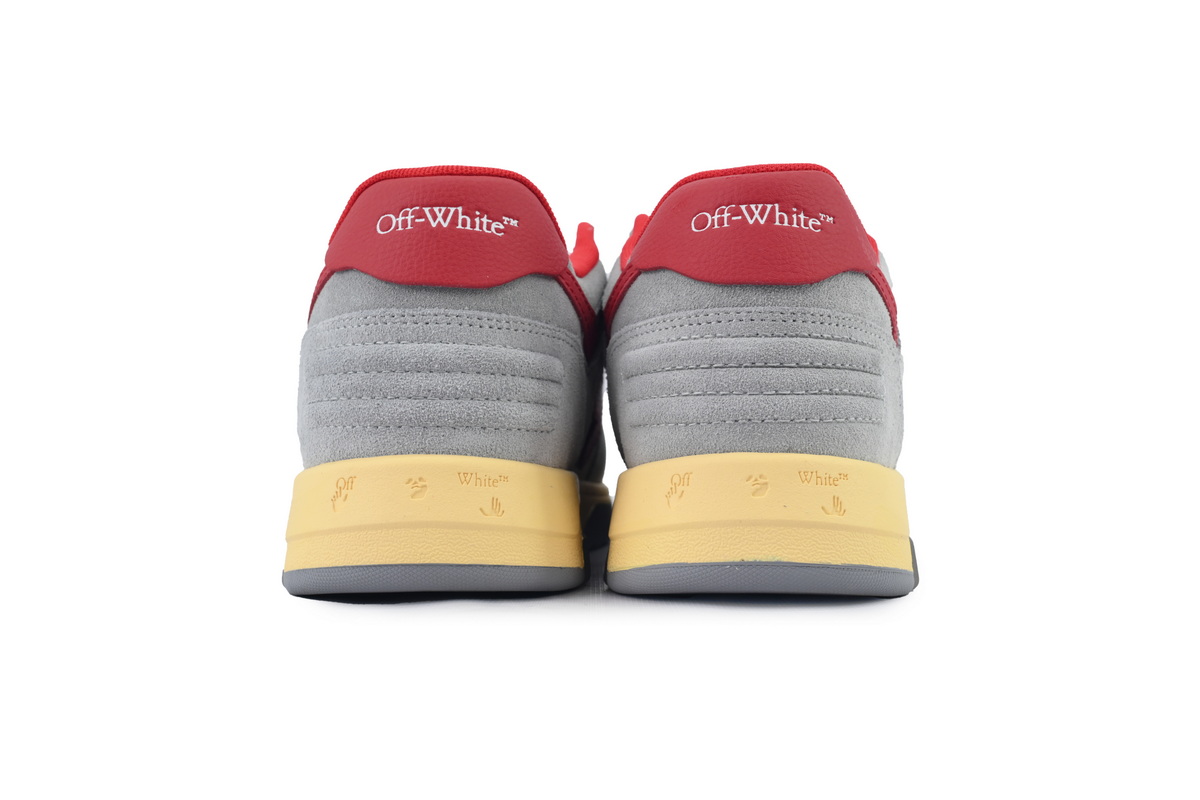 OFF-WHITE Out Of Office OOO Low Tops Light Grey Red OMIA189S 24LEA011 0525