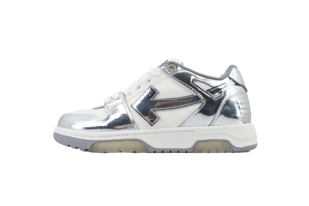 OFF-WHITE Out Of Office OOO Low Tops Silver White OMIA189F 24LEA00E 0172