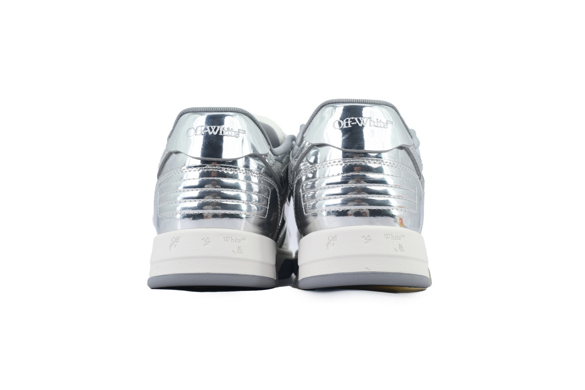 OFF-WHITE Out Of Office OOO Low Tops Silver White OMIA189F 24LEA00E 0172