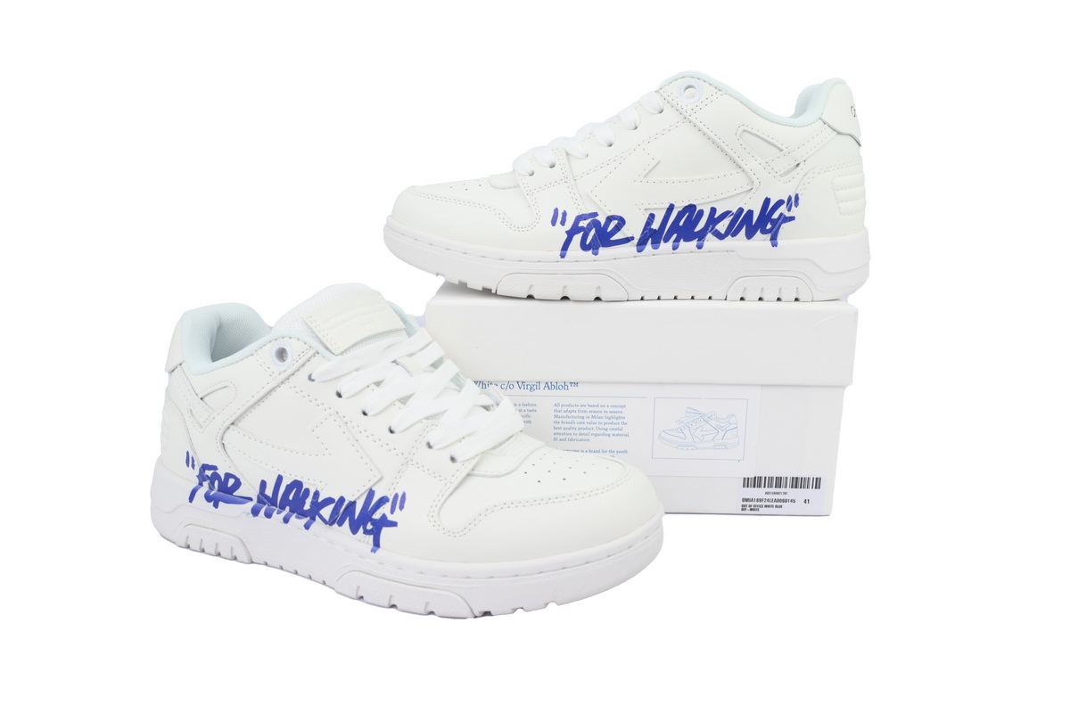 OFF-WHITE Out Of Office OOO Low Tops For Walking White Royal Blue OMIA189F 24LEA006 0145