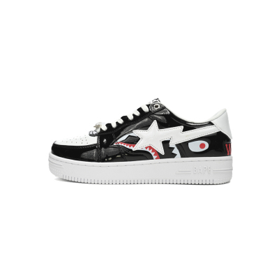 A Bathing Ape Bape Sta Low Black and White Shark 1H30-191-009 01