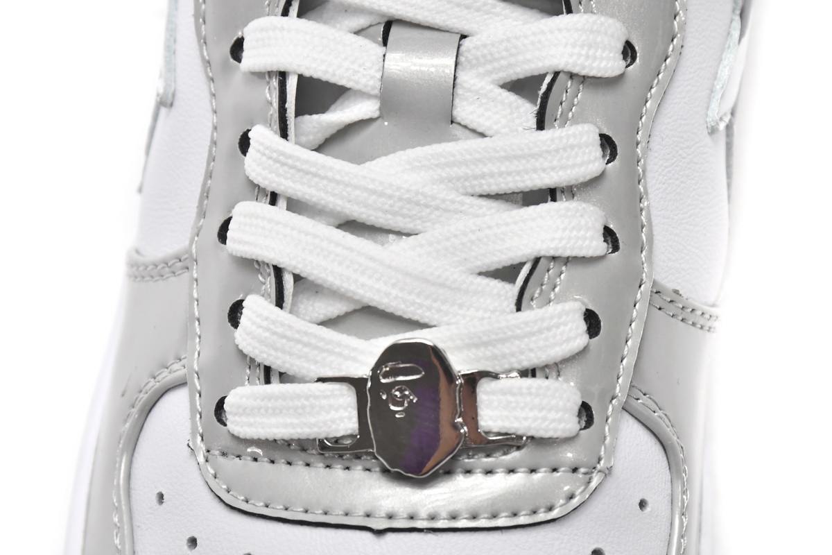 A Bathing Ape Bape Sta Low White Grey Mirror Surface