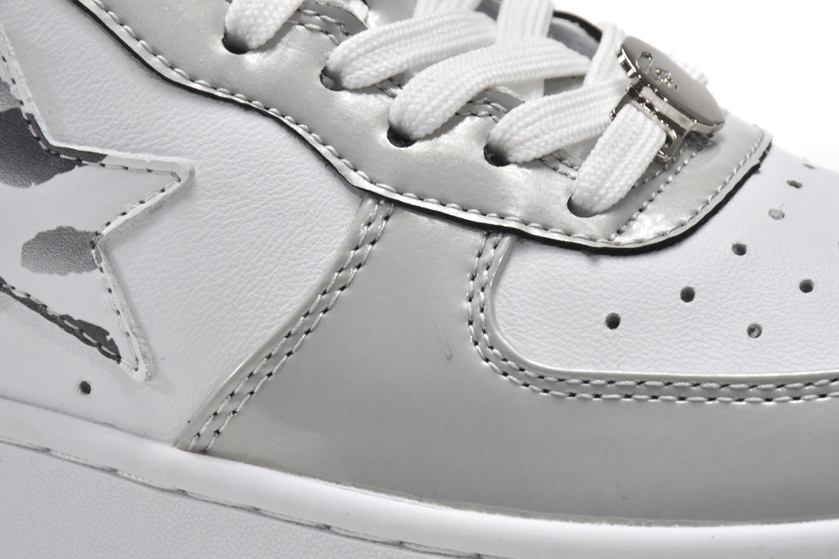 A Bathing Ape Bape Sta Low White Grey Mirror Surface