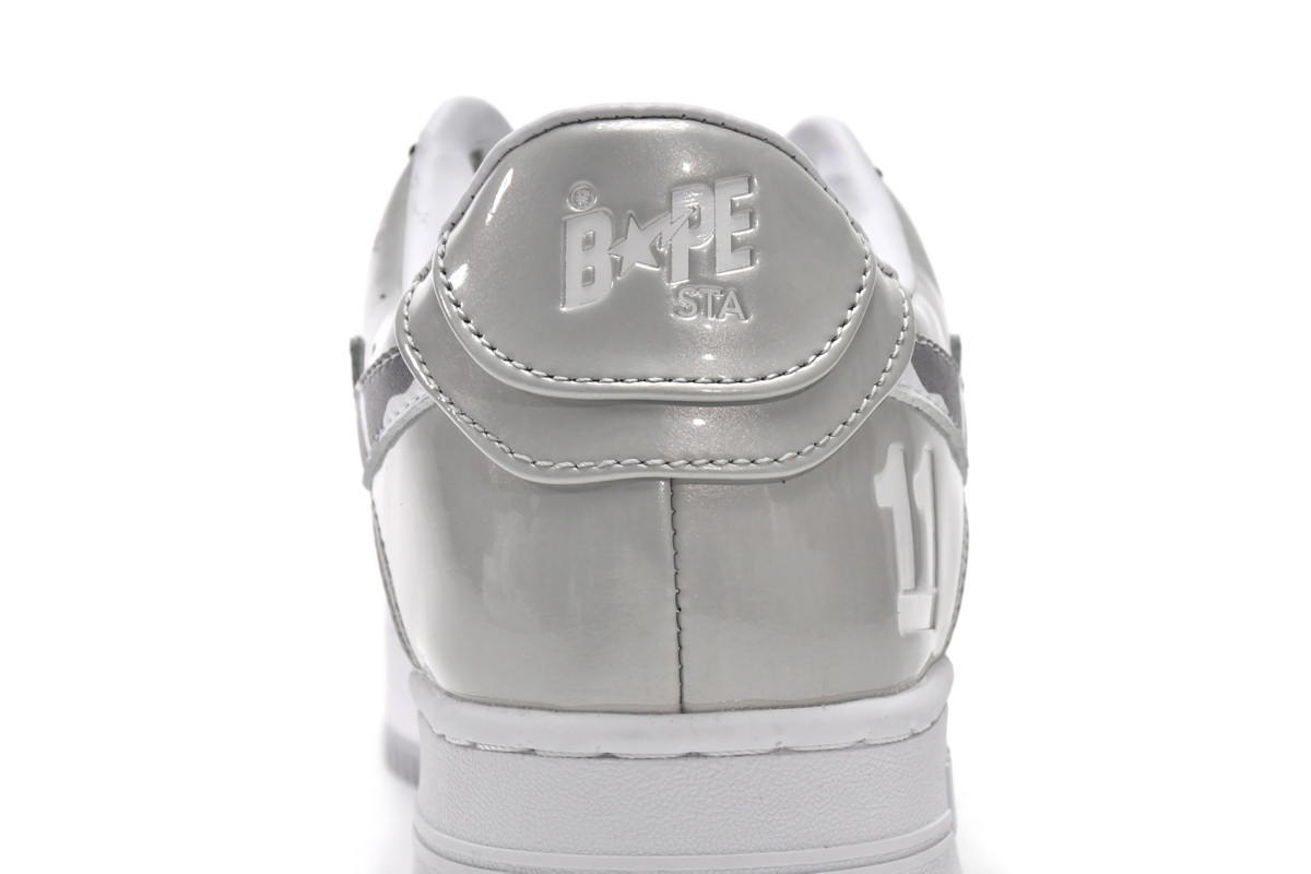 A Bathing Ape Bape Sta Low White Grey Mirror Surface