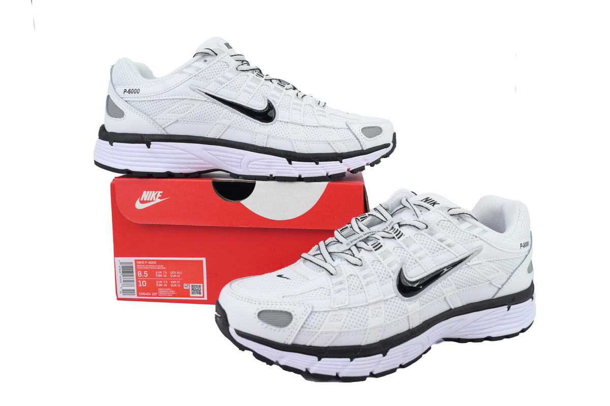 Nike P-6000 White Metallic Silver Black CD6404-107
