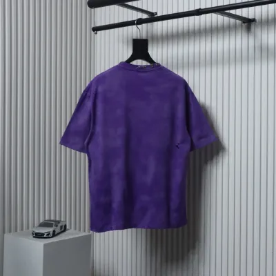 Balenciaga 23ss Rivet Puncture Washed Hole T-shirt Purple 02