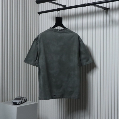 Balenciaga 23ss Rivet Puncture Washed Hole T-shirt Gray 02