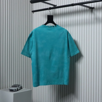 Balenciaga 23ss Rivet Puncture Washed Hole T-shirt Lake green 02