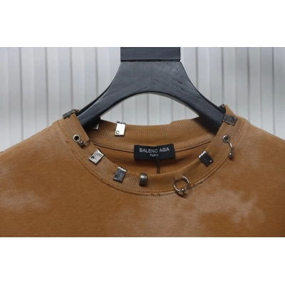 Balenciaga 23ss Rivet Puncture Washed Hole T-shirt Ochre 02