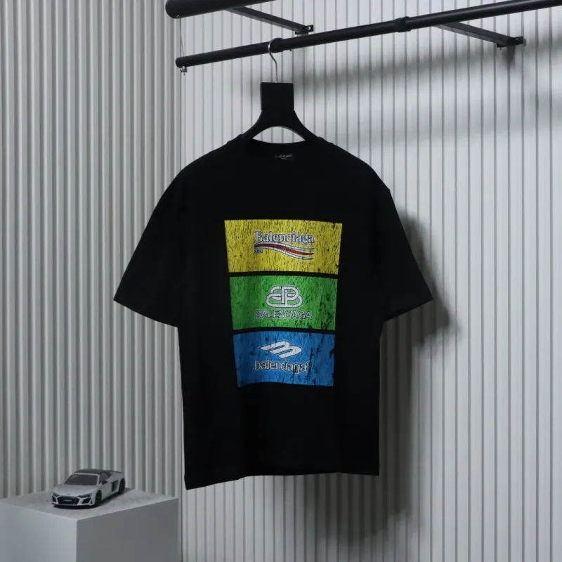 Balenciaga 24ss 3-block Printed T-shirt Black
