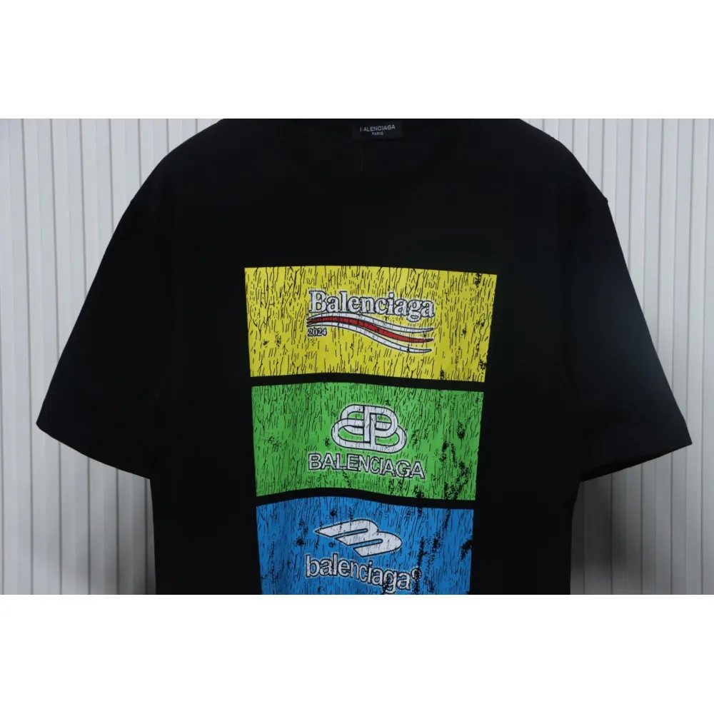 Balenciaga 24ss 3-block Printed T-shirt Black