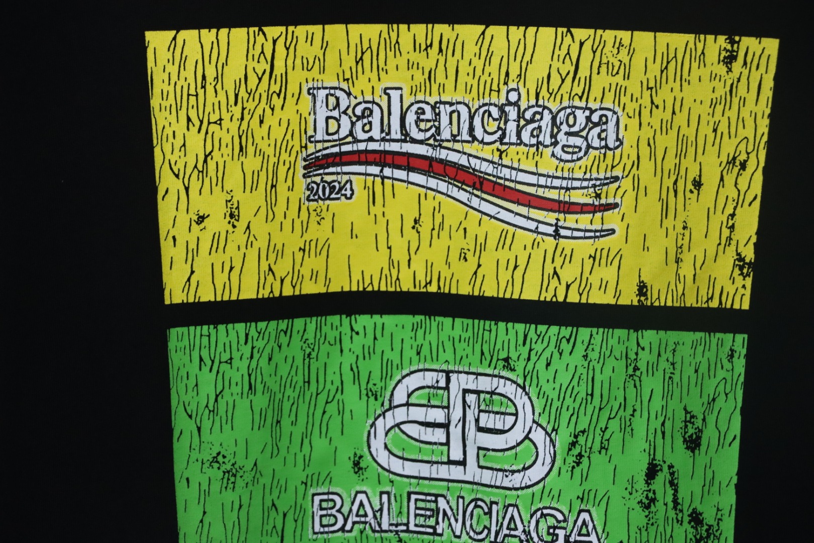 Balenciaga 24ss 3-block Printed T-shirt Black