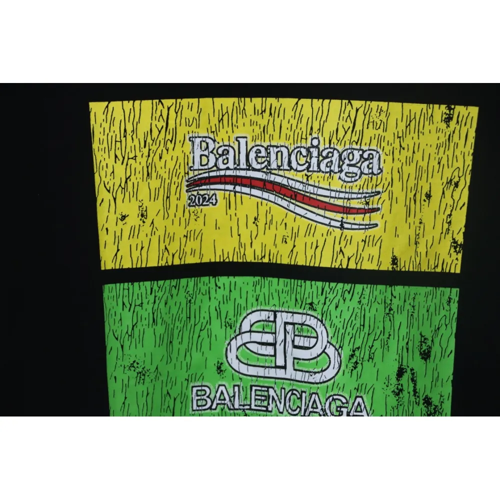 Balenciaga 24ss 3-block Printed T-shirt Black