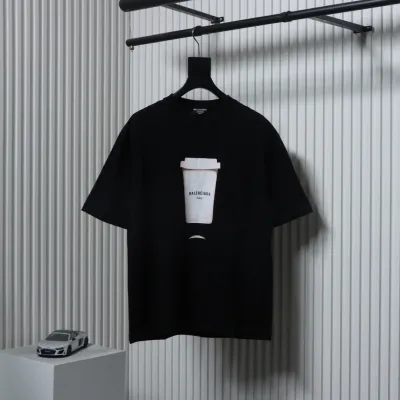 Balenciaga 24ss Beverage Cup Printed T-shirt Black 01