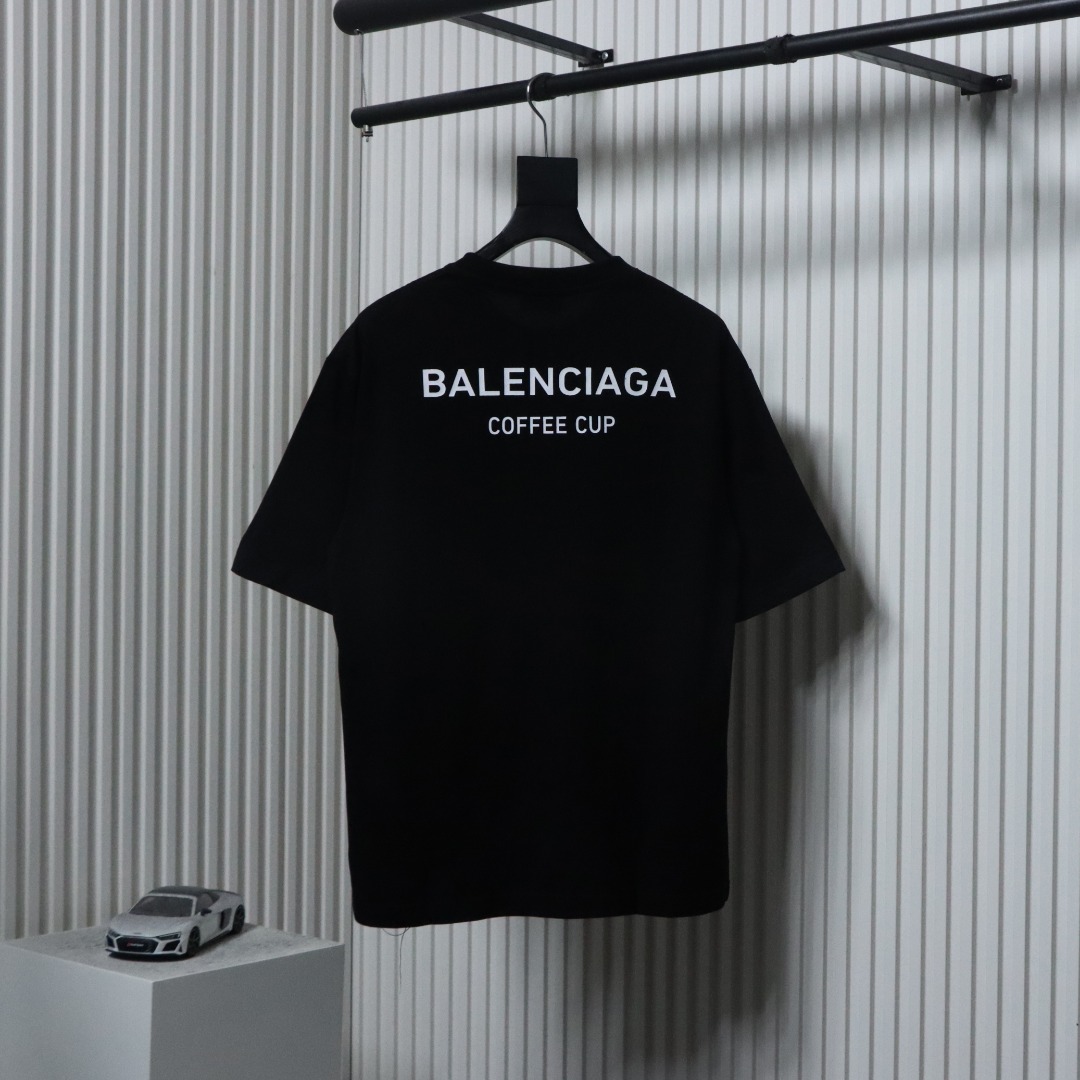 Balenciaga 24ss Beverage Cup Printed T-shirt Black