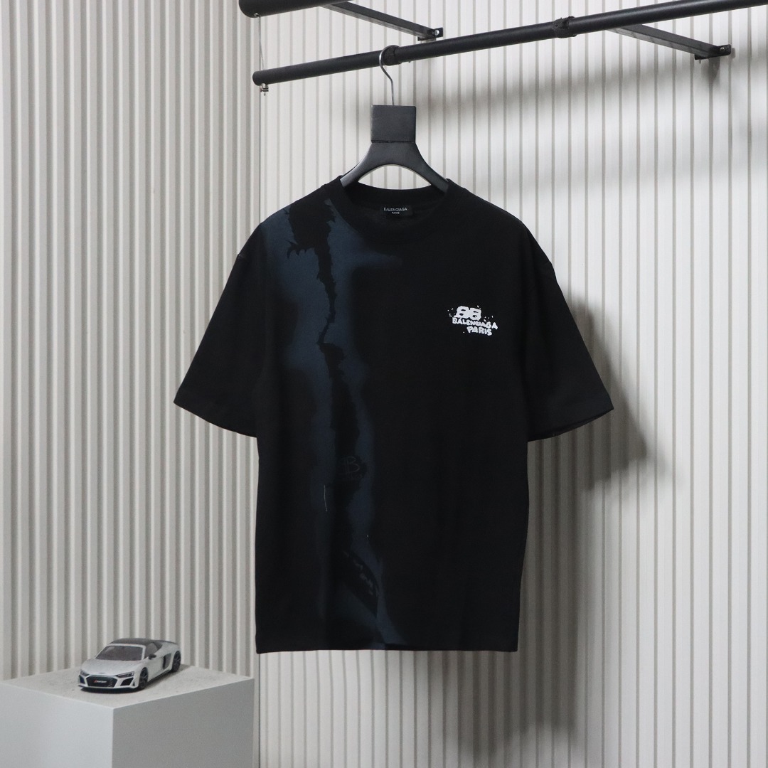 Balenciaga 24ss Double B Graffiti Letter Print T-shirt Black