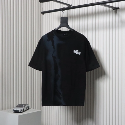 Balenciaga 24ss Double B Graffiti Letter Print T-shirt Black 01