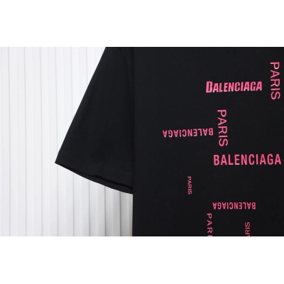 Balenciaga 24ss Pink Letter Print T-shirt Black 02