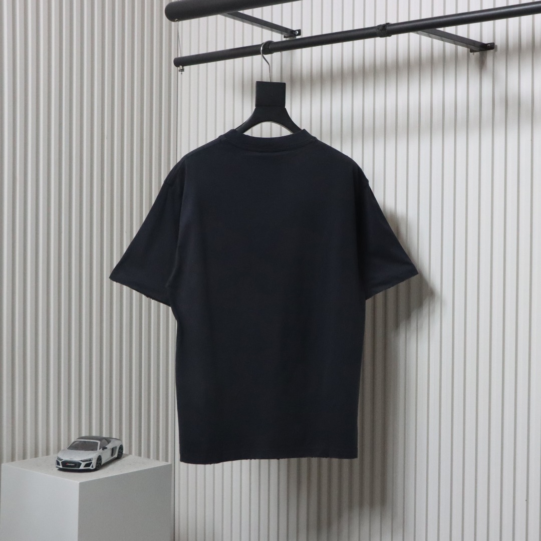 Balenciaga 25ss Bheat Ear Double B Red Label Embroidered Washed T-shirt