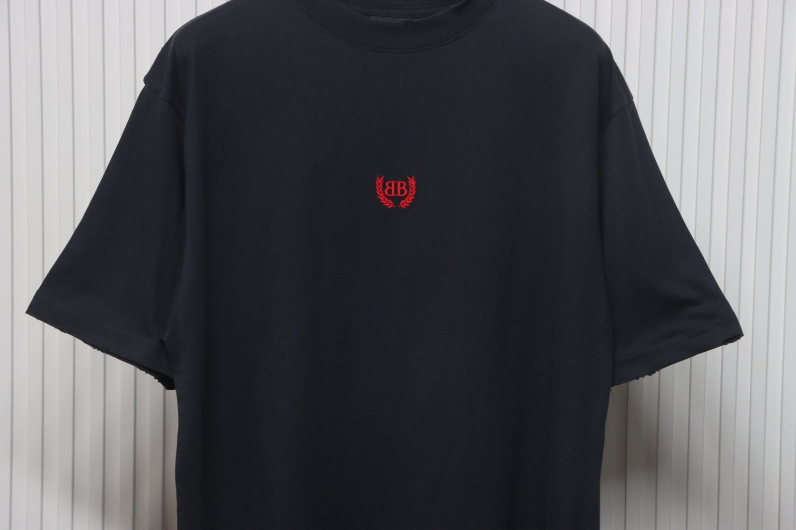 Balenciaga 25ss Bheat Ear Double B Red Label Embroidered Washed T-shirt
