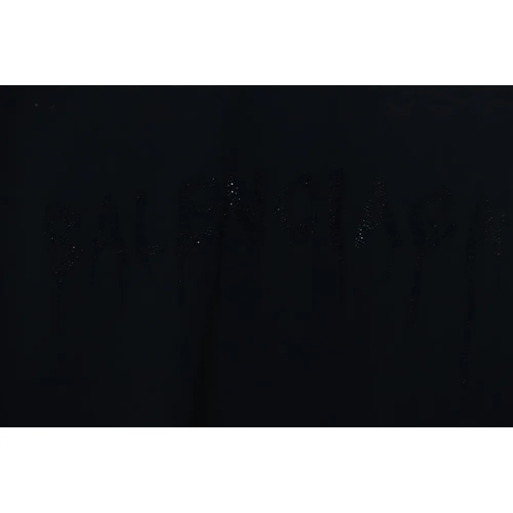 Balenciaga 25ss Dissolved Double B Letters Rhinestone Ripped T-shirt Black