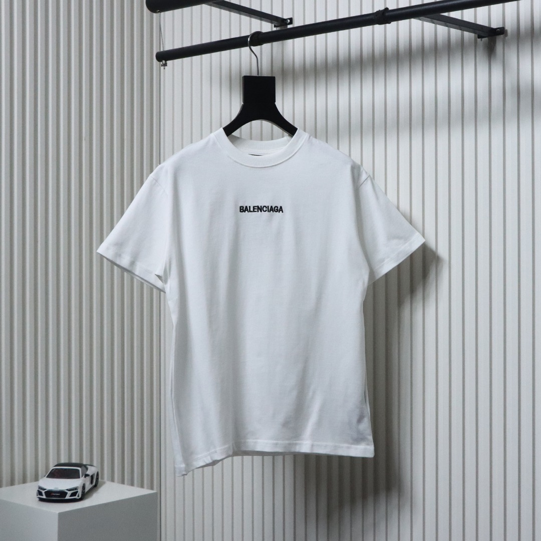 Balenciaga 25SS Embroidered Front and Back Lettering T-shirt