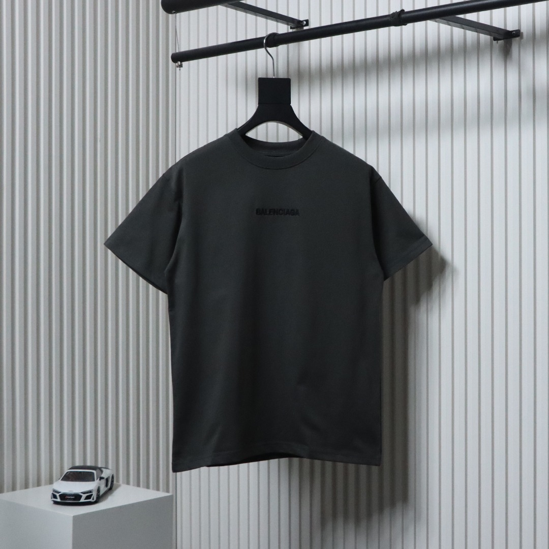 Balenciaga 25SS Embroidered Front and Back Lettering T-shirt 