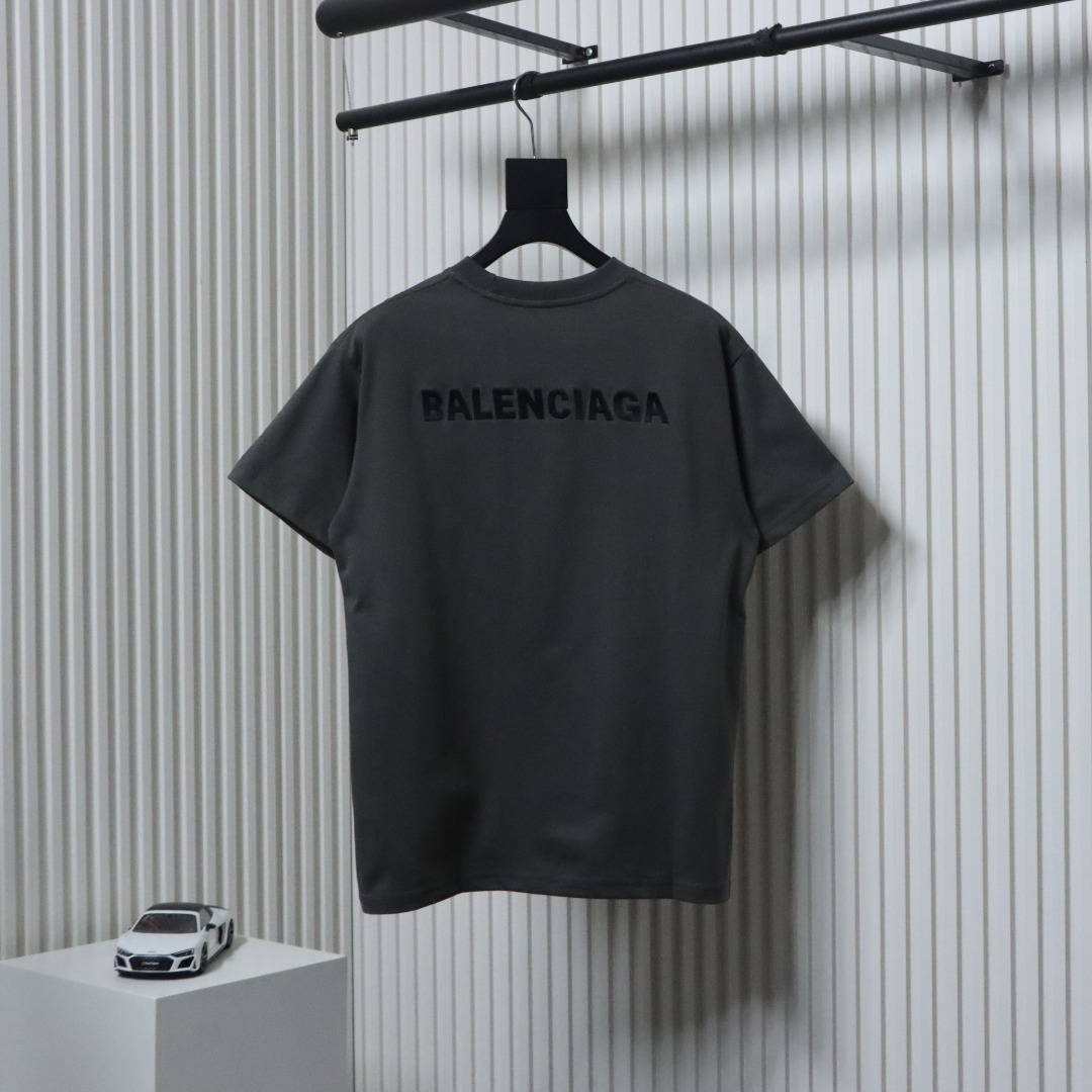 Balenciaga 25SS Embroidered Front and Back Lettering T-shirt 