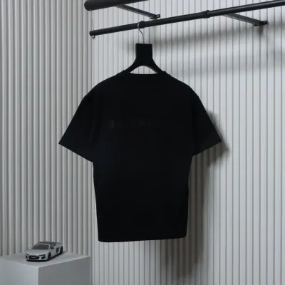 Balenciaga 25ss Front and Back Lettering Embossed T-shirt Black 02