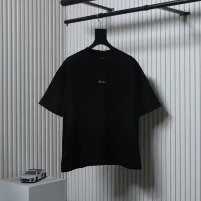 Balenciaga 25ss Hand-made Embroidered Small Heart Hole T-shirt Black 01